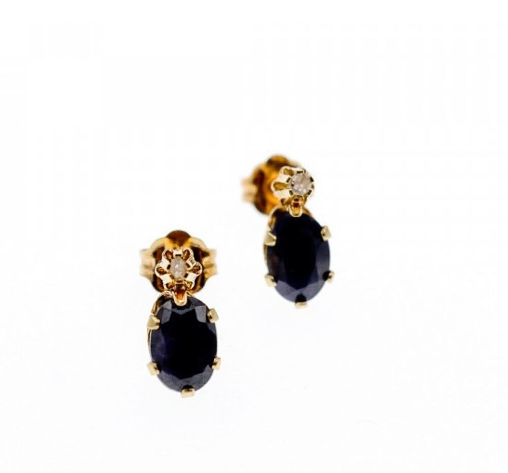 14K Yellow Gold Almandine & Diamond Earrings